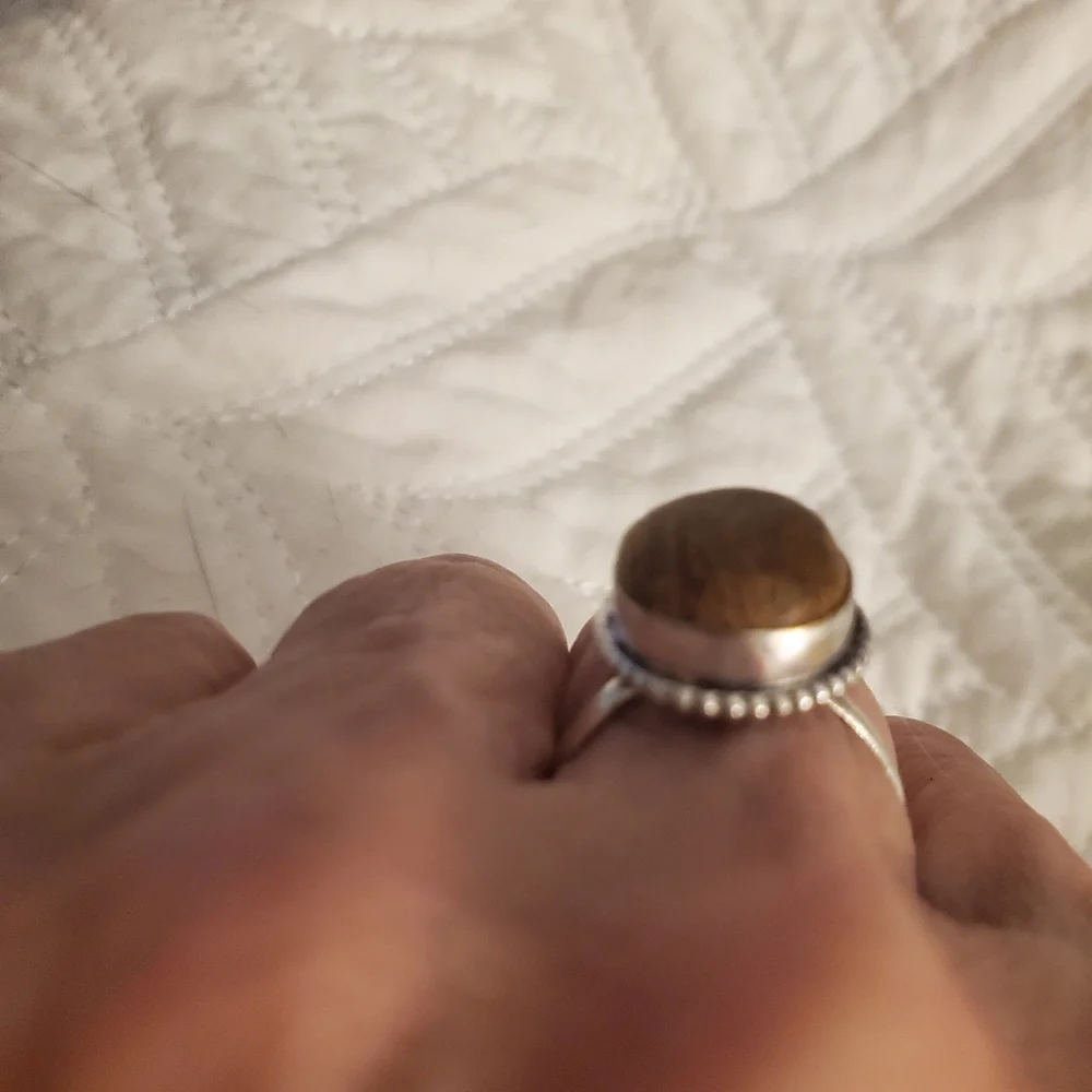 Sterling silver brown stone ring